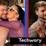 A photo collage showing Melanie Sergiev during a casual and formal occasion with her partner.