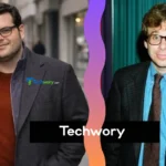 A comparison photo on Techwory comparing Rick Moranis and his son Mitchell Moranis.