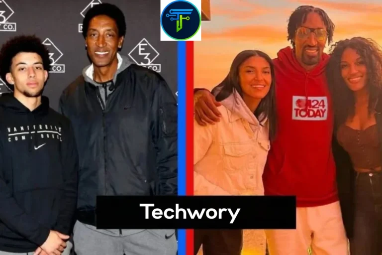 Side-by-side photos featuring Scottie Pippen and children, including Tyler Roby Pippen, via Techwory